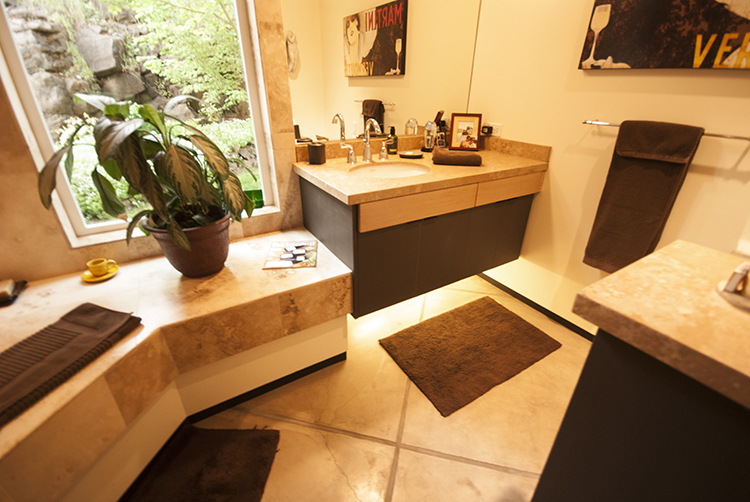 Travertine vanity tile bathroom design portland oregon 